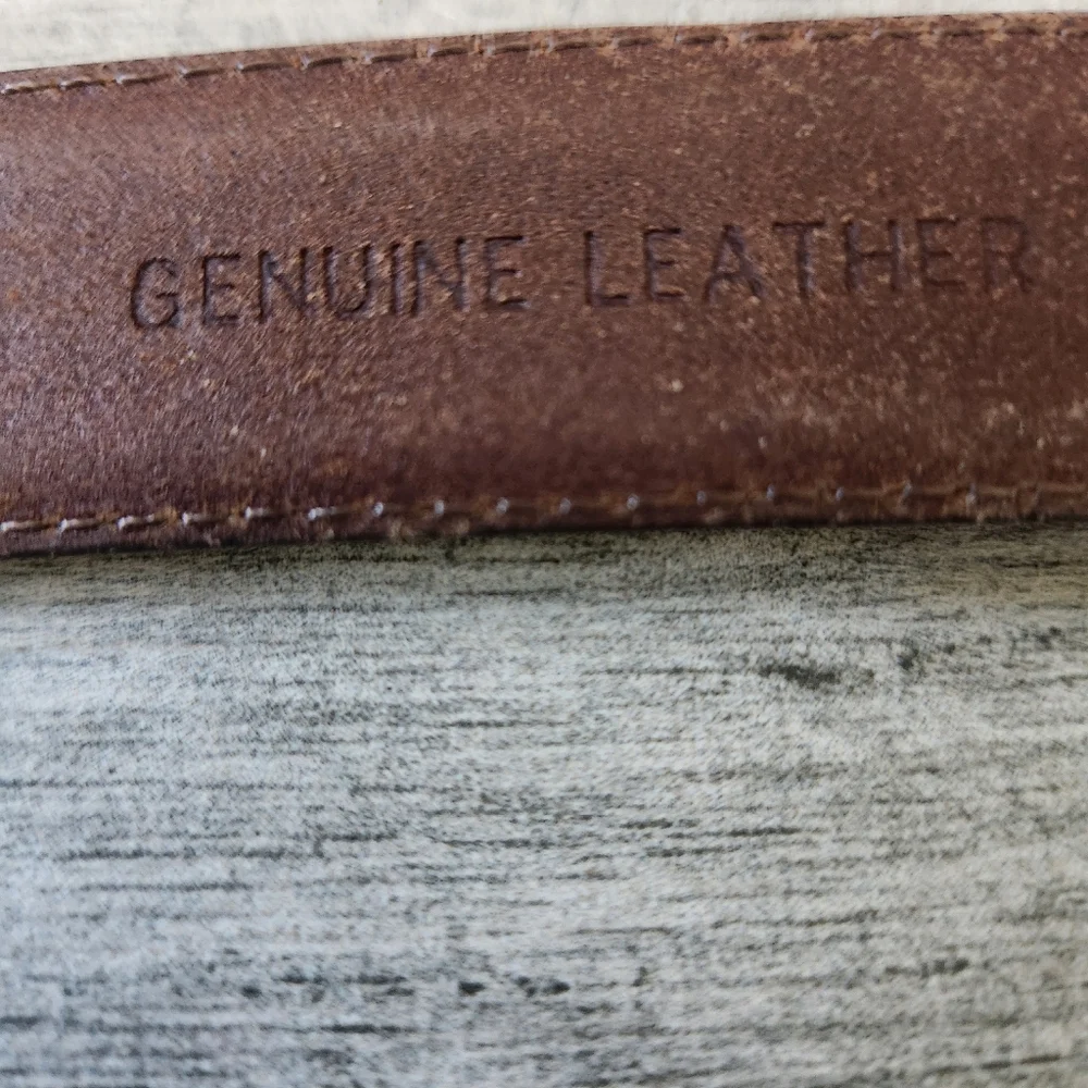 Fossil Belt Brown Leather Brass Buckle 38